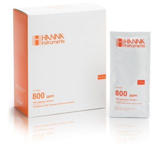 Mã: HI70080P<br>Dung Dịch Chuẩn TDS 800 mg/L Dạng Gói 20mL (25 gói/hộp)- HI70080P