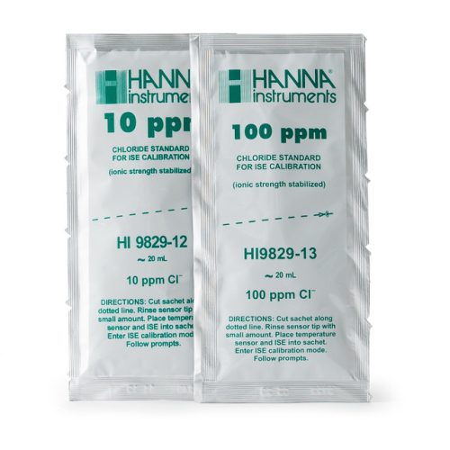 Mã: HI9829-12/13<br>Dung Dịch Chuẩn Chloride 10 ppm & 100 ppm, 10 gói mỗi loại