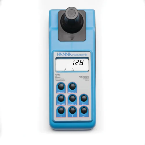 Mã: HI93102<br>MáyĐo pH,Độ Đục,Clo,Axit Cyanuric,Iot,Brom,Sắt