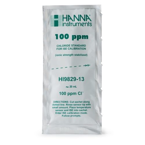 Mã: HI9829-13<br>Dung Dịch Chuẩn Cloride 100 ppm, 25 x gói 20mL
