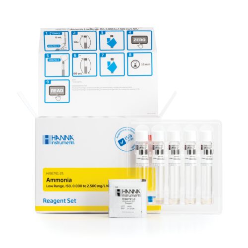 Mã: HI96791-25<br>Thuốc Thử Amonia Thang Thấp, dạng Ống 25mm (25 lần đo)